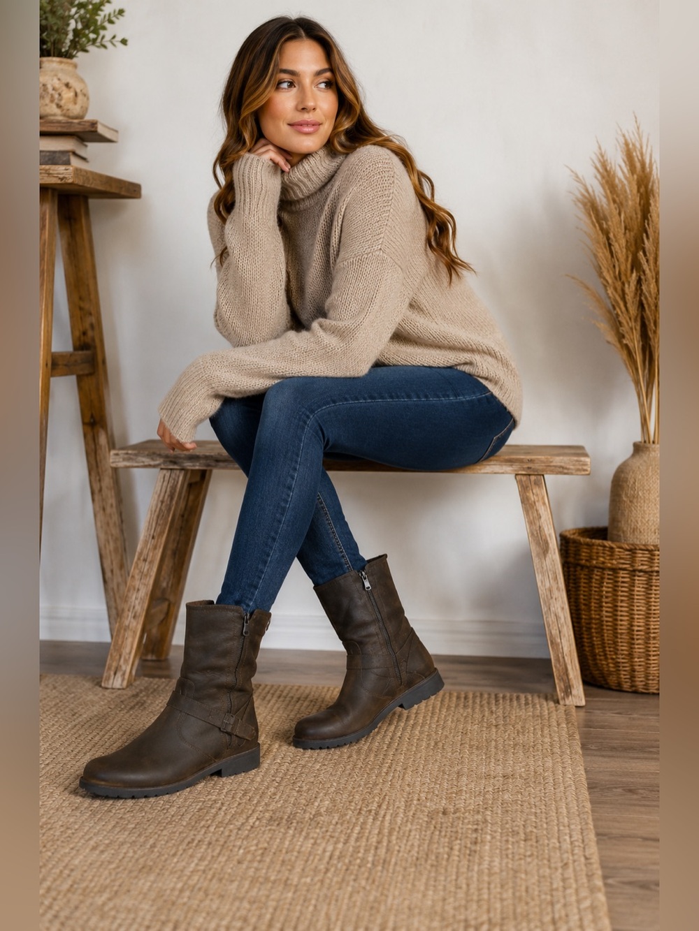 Teva De La Vina Low Brown Leather Moto Boots Waterproof Side Zip Gorpcore 8